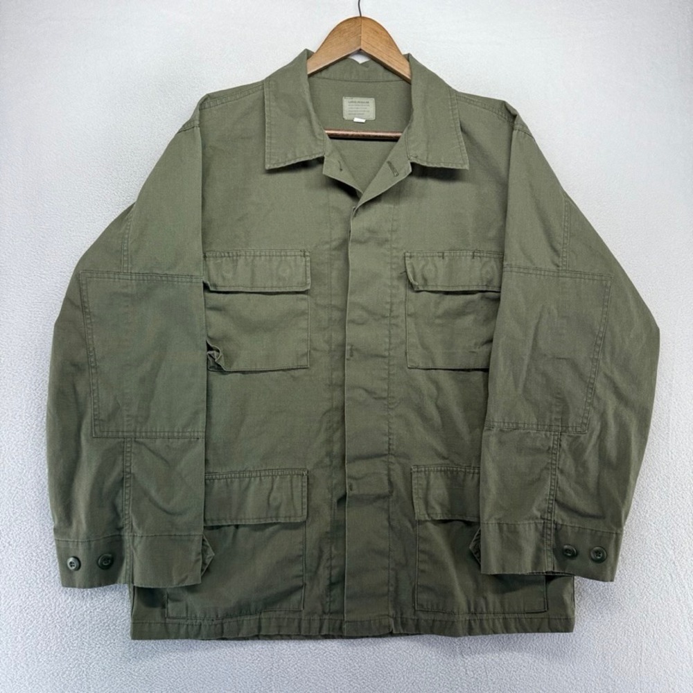 Atlanco Military Combat Coat Mens Large Regular Green BDU Field Jacket Cotton